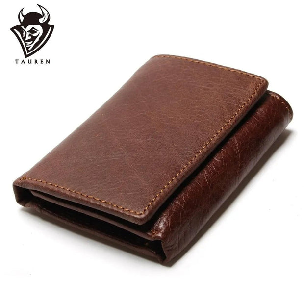 RFID Wallet Antitheft Scanning Leather Hasp Leisure Men's Slim Mini Case Credit Card Trifold Purse - Sp-rona.co.uk