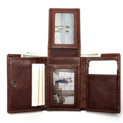 RFID Wallet Antitheft Scanning Leather Hasp Leisure Men's Slim Mini Case Credit Card Trifold Purse - Sp-rona.co.uk