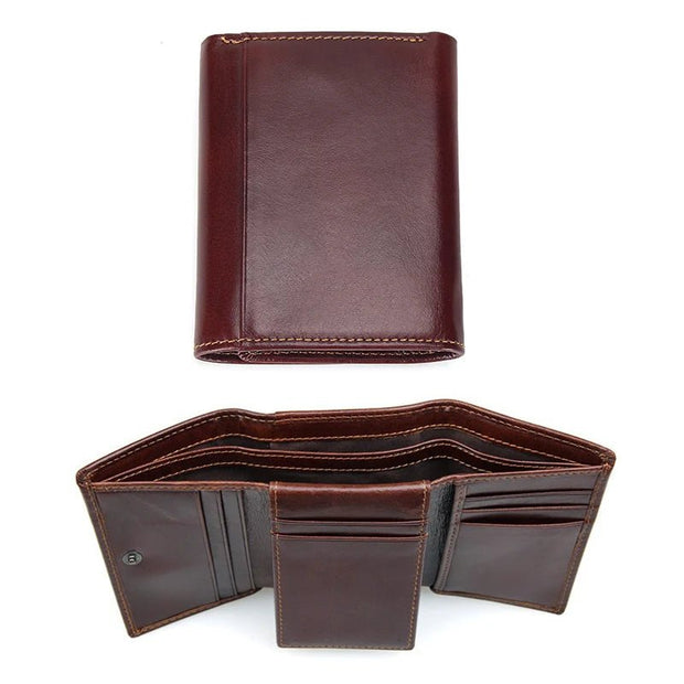 RFID Wallet Antitheft Scanning Leather Hasp Leisure Men's Slim Mini Case Credit Card Trifold Purse - Sp-rona.co.uk