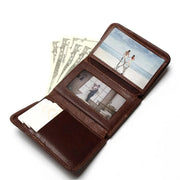 RFID Wallet Antitheft Scanning Leather Hasp Leisure Men's Slim Mini Case Credit Card Trifold Purse - Sp-rona.co.uk