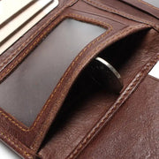 RFID Wallet Antitheft Scanning Leather Hasp Leisure Men's Slim Mini Case Credit Card Trifold Purse - Sp-rona.co.uk