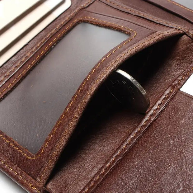 RFID Wallet Antitheft Scanning Leather Hasp Leisure Men's Slim Mini Case Credit Card Trifold Purse - Sp-rona.co.uk