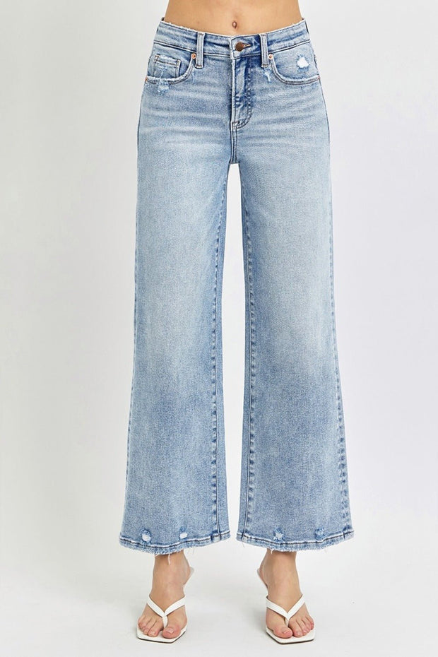 RISEN Full Size Tummy Control High Rise Crop Wide Leg Jeans - Sp - rona.co.uk