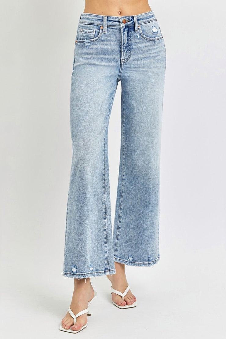 RISEN Full Size Tummy Control High Rise Crop Wide Leg Jeans - Sp - rona.co.uk