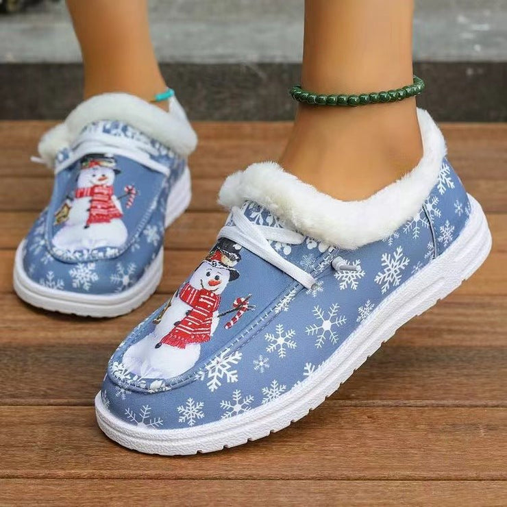 Snowman Print Round Toe Slip-Ons - Ons - Sp - rona.co.uk