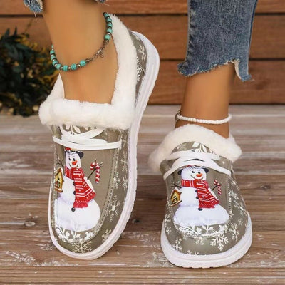 Snowman Print Round Toe Slip-Ons - Ons - Sp - rona.co.uk