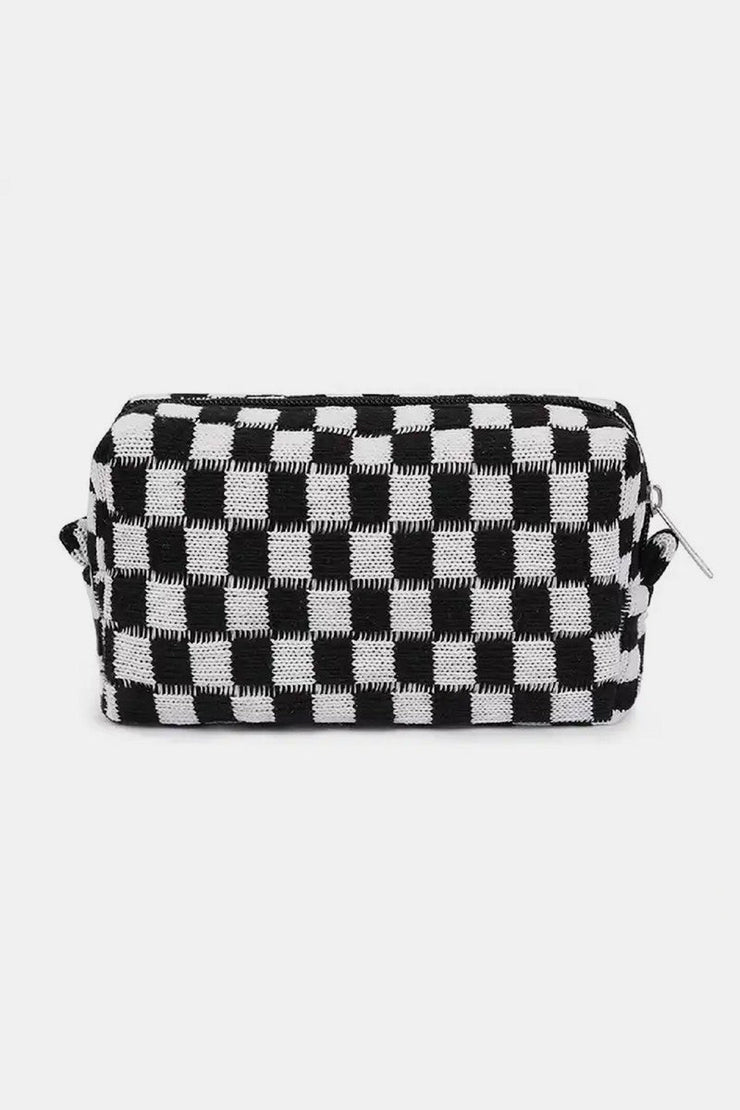 Zenana Checkered Pattern Knitted Cosmetic Pouch - Sp - rona.co.uk