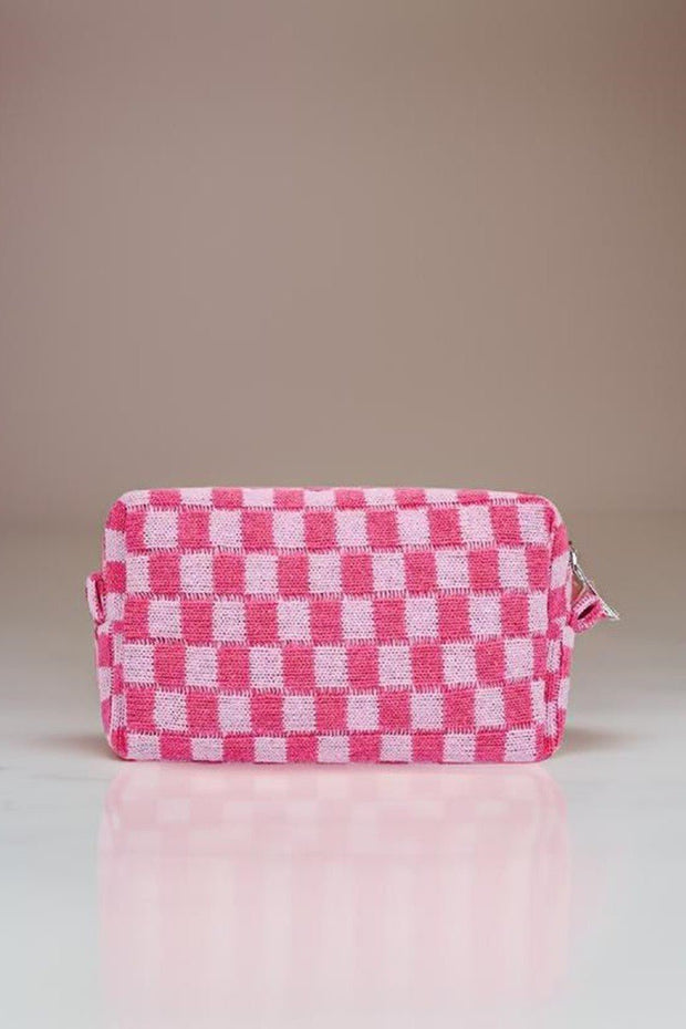 Zenana Checkered Pattern Knitted Cosmetic Pouch - Sp - rona.co.uk