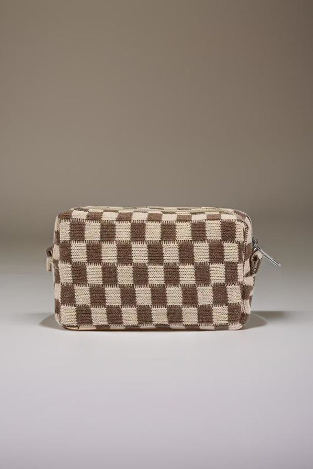 Zenana Checkered Pattern Knitted Cosmetic Pouch - Sp - rona.co.uk