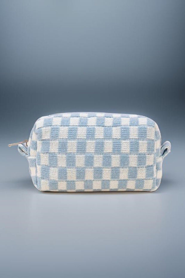 Zenana Checkered Pattern Knitted Cosmetic Pouch - Sp - rona.co.uk