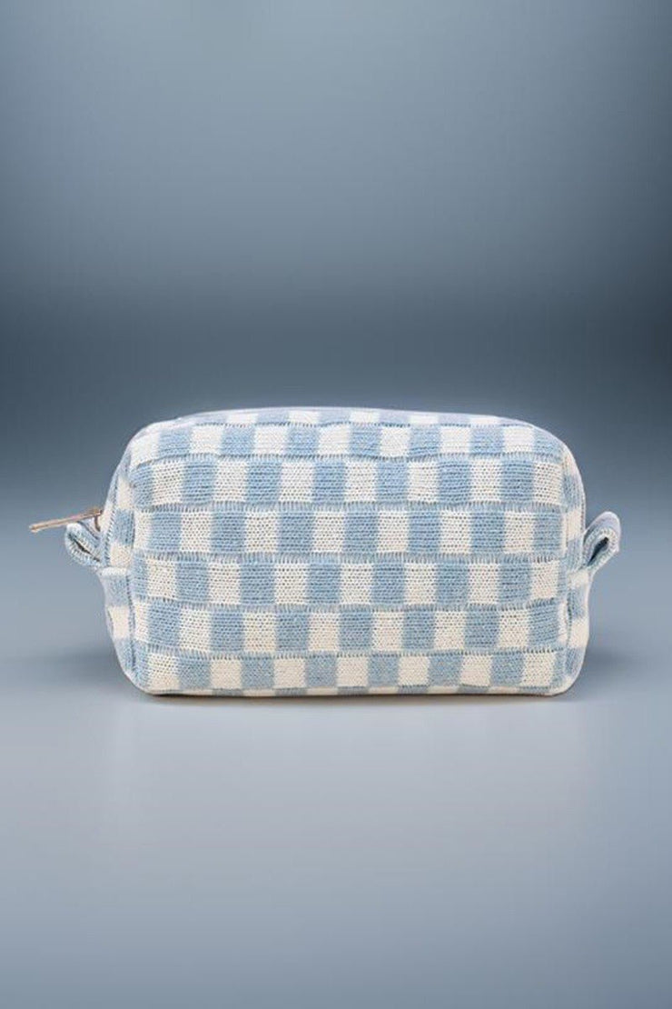 Zenana Checkered Pattern Knitted Cosmetic Pouch - Sp - rona.co.uk