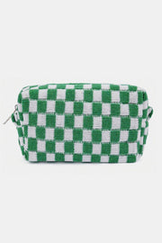 Zenana Checkered Pattern Knitted Cosmetic Pouch - Sp - rona.co.uk