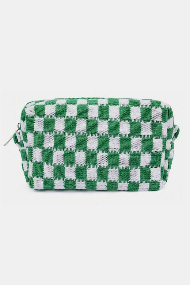 Zenana Checkered Pattern Knitted Cosmetic Pouch - Sp - rona.co.uk