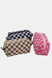 Zenana Checkered Pattern Knitted Cosmetic Pouch - Sp - rona.co.uk