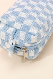 Zenana Checkered Pattern Knitted Cosmetic Pouch - Sp - rona.co.uk