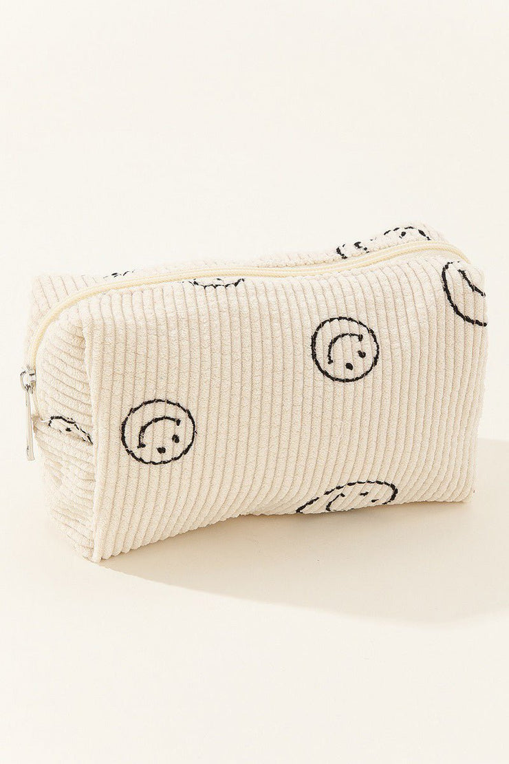 Zenana Smiley Face Corduroy Cosmetic Pouch - Sp - rona.co.uk