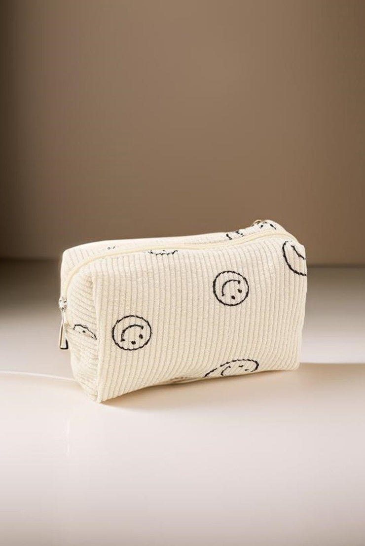 Zenana Smiley Face Corduroy Cosmetic Pouch - Sp - rona.co.uk